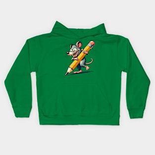 Crazy rat with a pencil Kids Hoodie